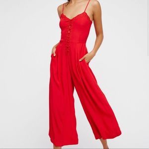 Free People Eileen Red Romper Size 2